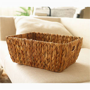 Paniers En <span class=keywords><strong>Osier</strong></span> supplémentaires De Rotin Couvercle Du Panier Jacinthes Rangement tissu un Cube Conteneur Gyacinthe Ensemble Noir - Product Image 1