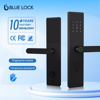 Poignée de porte numérique intelligente Bluelock Black TTlock avec WiFi Tuya, biométrique, empreinte digitale, carte, mot de passe pour usage domestique dans les hôtels/appartements
