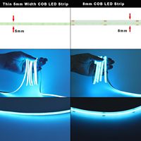 Ultra estrecho 5mm 400LEDs/M ICE Blue COB LED Strip DC5V Control remoto Cuttable DIY Automotive LED strips