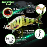 Leurre Articulé Segmenté Slide Shad Bait 2, Leurre Dur 3D Peint à la Main Réaliste pour Poissons Prédateurs d'Eau Douce et d'Eau Salée
