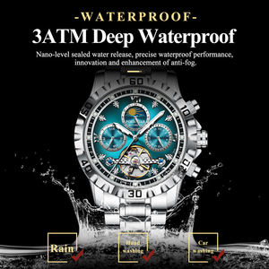 POEDAGAR 1423 <span class=keywords><strong>Orologio</strong></span> <span class=keywords><strong>Automatico</strong></span> di Lusso con Tourbillon a Vista, <span class=keywords><strong>in</strong></span> Acciaio Inossidabile, Impermeabile, Cronografo Meccanico da Uomo - Product Image 4