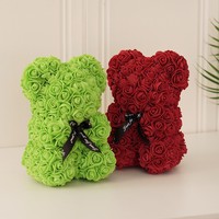 DIY 25 cm Teddy-Rosenbär-Box Künstliche PE-Blumen Mehrfarbig Weihnachten Valentinstag Muttertag Neujahr Erntedankfest