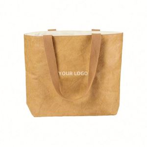 Wholesale Waterproof Paper Tote <b>Bags</b> Single Shoulder <b>Bags</b> Fashion Washable Shopping Kraft Paper <b>Bag</b> - Product Image 4
