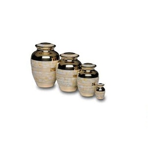 Urna de cremación de aluminio metálico, acabada en plata con diseño de nácar urna de cenizas, contenedor de entierro de cenizas para adultos de calidad Superior - Product Image 1