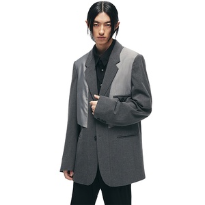 Giacca casual <span class=keywords><strong>oversize</strong></span> in lana patchwork personalizzata con basso moq per <span class=keywords><strong>uomo</strong></span> alla moda - Product Image 1