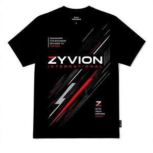 ZYVION INTERNATIONAL Men's Sporty Short Sleeve T-<b>Shirt</b> <b>Geometric</b> Print Quick Dry Regular Fit O-Neck Knitted Polyester - Product Image 1