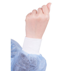 Bata de aislamiento del fabricante, puños de punto acanalados, bata de laboratorio de poliéster, azul, desechable, de poliéster, solo cuello de punto - Product Image 4