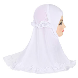 Vente chaude transfrontalière Jersey foulard pour petites filles été saoudien moyen-orient voile avec ourlet à volants dentelle voile H361 - Product Image 3