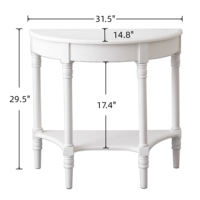 Table console en bois rustique de haute qualité, de forme demi-lune, à 2 niveaux, de style farmhouse, faite à la main, pour l'entrée