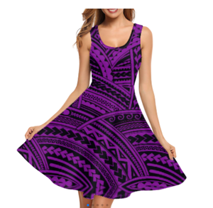 Elegante vestido <span class=keywords><strong>de</strong></span> <span class=keywords><strong>verano</strong></span> sin mangas para niñas Polinesia Tribal estampado Floral camiseta ecológica Casual suelto dulce Sling vestido - Product Image 2