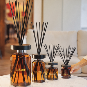 Aikun Low MOQ Fast Response Round Glass XL <b>Reed</b> <b>Diffuser</b> Gold Printed Logo Handle Gift Box Any Scent Long Lasting <b>for</b> Home Decor - Product Image 2