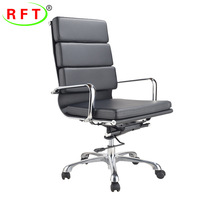 Chaises luxueuses en cuir noir à dossier moyen pour les visiteurs de bureau, parfaites pour les salles de conférence et les entreprises