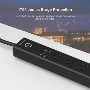 Hardwired điện dải bảo vệ tăng chúng tôi cắm tiết kiệm năng lượng dây phẳng bàn thanh điện tùy chỉnh thông minh mở rộng ổ cắm 6 cách 4ft - Product Image 4