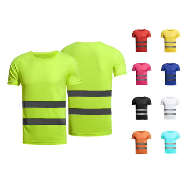 Hi Vis Security Short Sleeve v Neck Working Orange Reflective Tape Men's Roadway Safety Road Work Polo t Shirt Uniform Clothing