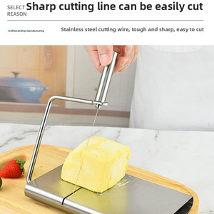 Trancheuse à fromage manuelle multifonction en acier inoxydable, gadget de <span class=keywords><strong>cuisine</strong></span> avec fils de coupe, marques d'échelle et planche à fromage et à jambon - Product Image 3