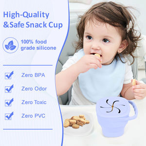 Gıda sınıfı kullanımlık kase bebek yeme BPA ücretsiz silikon aperatif fincan saplı kase kapak aperatif tutucu fincan aperatif ve içecek fincan - Product Image 5