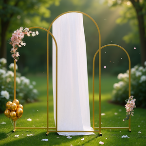 Golden Metal <b>Wedding</b> <b>Arch</b> Backdrop Set 6ft 5ft 4ft Portable <b>Arch</b> Style <b>Wedding</b> Decoration Stand for Outdoor Events - Product Image 2
