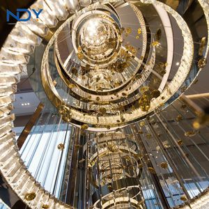 Hiện Đại Tùy Chỉnh Trang Trí Ánh Sáng Mặt Dây Chuyền Trần Khách Sạn Biệt Thự Sảnh Phòng Ăn Phòng Tiệc Hội Trường Pha Lê Vòng Lớn <span class=keywords><strong>LED</strong></span> Đèn Chùm - Product Image 3