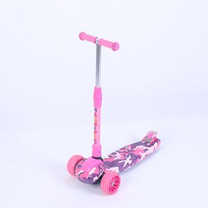 Kids <b>Scooter</b> With Flashing Wheels Height Adjustable For 3-6 Years Pink Camouflage Design Push Operated Toy - Product Image 1