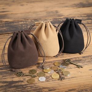 Trendy Drawstring Leather Coin Pouch <b>Cute</b> Vintage Multi-functional Portable Daily Use Coin <b>Purse</b> - Product Image 1