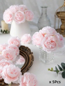Têtes de fleurs de pivoine artificielles <span class=keywords><strong>rose</strong></span> pâle, aspect soyeux, fleurs artificielles adaptées pour la décoration de mariage, de fête, de gâteau, de salon, de table - Product Image 5