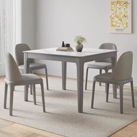 Table à manger carrée moderne extensible en bois massif avec plateau en ardoise, résistante à la chaleur et aux rayures, 8 places, garantie 5 ans, pour petits espaces