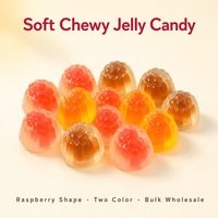Bonbons gélifiés moelleux en forme de framboise bicolores en gros, fournisseur OEM ODM personnalisé