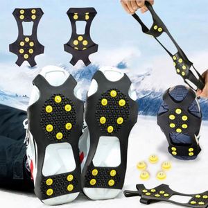Crampons à glace antidérapants en caoutchouc et acier inoxydable à 5/8/10 dents, pointes de traction pour la randonnée, la marche sur neige et les sports d'hiver - Product Image 1
