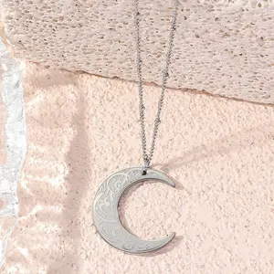 На заказ Золотая табличка с гравировкой Луны персонализированное арабское ожерелье из нержавеющей стали с тиснением