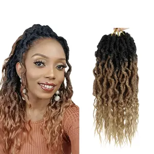 Best selling Faux Locs 16inch 24''100g Goddess faux locs Gypsy Locs Wave Ends Pre-looped Synthetic Braiding Hair Extensions