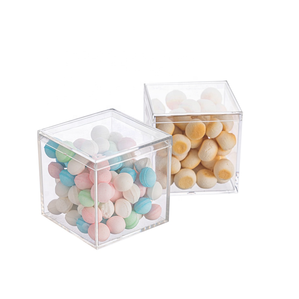 ZGLP7564 3*3*3 в тонкая маленькая упаковочная коробка для свадебной вечеринки прозрачная пластиковая подарочная коробка для конфет с крышкой