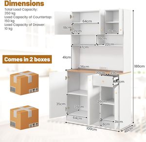 Meuble de rangement multifonctionnel sur pied pour cuisine, support pour micro-ondes domestique, <span class=keywords><strong>chariot</strong></span> d'îlot de cuisine - Product Image 5