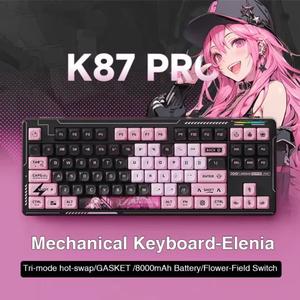 Teclado Mecánico para Juegos LINGBAO K87 Pro Tri-Modo, Intercambiable en Caliente, Inalámbrico 2.4G, Cableado Tipo-C, Tipo: Elinia-Hanada Axis - Product Image 1