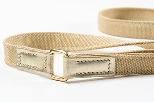 LAISSE Cuir et TISSU ITALIEN dorés pour propriétaires de chiens-Quincaillerie de finition dorée de qualité supérieure Laisse en tissu durable - Product Image 3