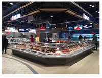 Vitrine Réfrigérée Commerciale à Rideau d'Air Ouvert pour Aliments Cuisinés, en Acier Inoxydable 304, Anti-Condensation, Comptoir de Service Réfrigéré pour Charcuterie