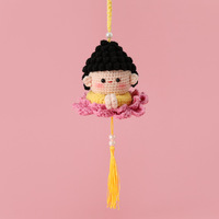 Poupée Bouddha Lotus Amigurumi faite à la main, ornement de voiture, cadeau de bénédiction de paix pour la décoration intérieure