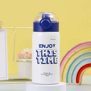 Cute Round <b>Plastic</b> Tumbler With Lid BPA Free Vacuum Flask For Travel All People Design Style - Product Image 4