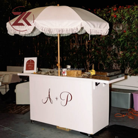 ZKAI Chariot à bonbons avec roues, support de présentation de bonbons en PVC acrylique, décoration de fête d'anniversaire, support en forme de parapluie