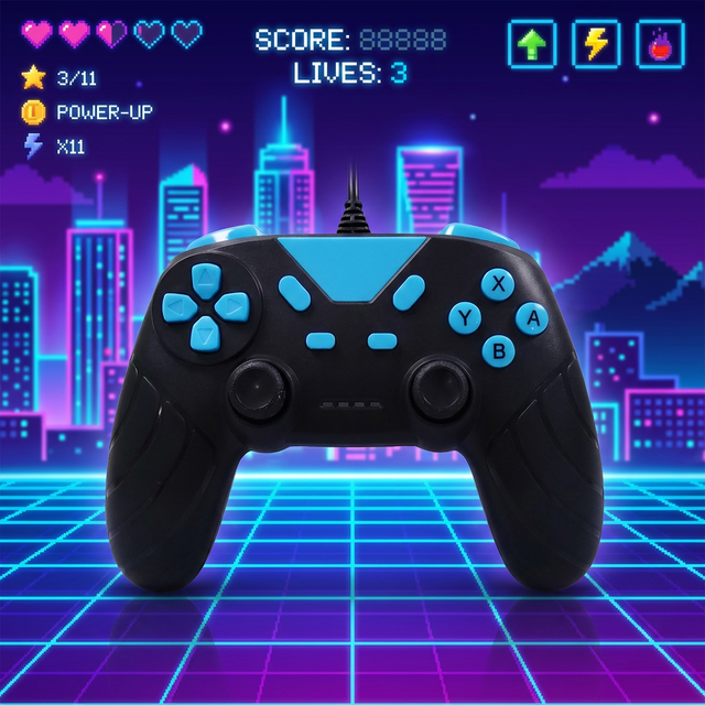 QEOME New Design Wired Gaming Controller for Switch PC Custom Logo Gamepad Vibration Motor Turbo Button Six-axis