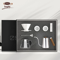 Coffret Cadeau pour Voyage en Plein Air : Kit de Café Filtré Manuel Moderne 7 Pièces avec Pot et Filtre
