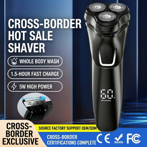 Afeitadora Rotatoria de 3 Cabezales <span class=keywords><strong>para</strong></span> Hombre, Cuchilla Flotante 4D de Doble Pista, Malla de Doble Anillo, Recortador Desplegable, Uso en Seco y Húmedo, Lavable, Carga USB - Product Image 1