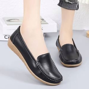Plus-Size Women's Slip-On Loafers Light Weight Non-Slip Nurse <b>Shoes</b> Genuine Leather <b>Soft</b> Sole Autumn Summer Casual Flat - Product Image 4
