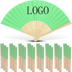 Precio de fábrica: Abanico de mano de tela de bambú de 21 cm (8 pulgadas) con estampado de seda blanca para novias, bodas, fiestas, regalo de empresa DIY barato, decoración. - Product Image 3