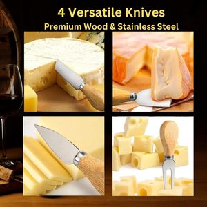 Luxury Foldable Multifunction Bamboo Acacia Wood Sustainable Cheese Cutting Board Chopping Block Customizable Size Cutlery <b>Knife</b> - Product Image 4