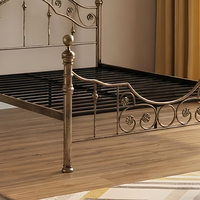 Cadre de lit en métal doré minimaliste moderne, robuste, en acier, pour lit simple ou double, avec tête de lit, meubles de chambre à coucher
