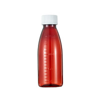 Bouteilles en plastique PET ambré de qualité alimentaire médicale de 150 ml, forme Boston, avec bouchon à vis, pour sirop contre la toux, liquides, avec marques de mesure