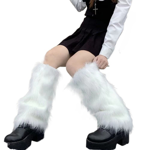 Goth White Faux <strong>Fur</strong> <strong>Leg</strong> <strong>Warmers</strong> Boot Covers Lady Cute Jk Knee-length Hipster Warm Sock Fashion Socks Furry <strong>Leg</strong> <strong>Warmers</strong> - Product Image 1