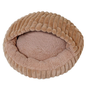 Cama de Felpa de Piel de Conejo de Alta Calidad para Perros y Gatos, con Manta Integrada, a Prueba de Frío, Cálida, con Rayas Rectas de Terciopelo, Casa para Mascotas - Product Image 5