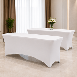 Banquete de fiesta al por mayor rectangular Spandex cubierta de mesa cubiertas de comedor 6 pies 4 pies al aire libre para mesas negras cubiertas de mesa de tela - Product Image 1