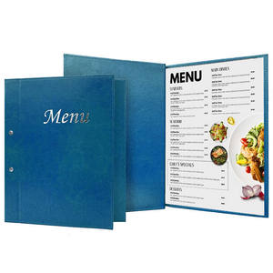 Menu de restaurant en gros, couverture rigide avec vis de fixation, format A4, en cuir bleu - Product Image 2